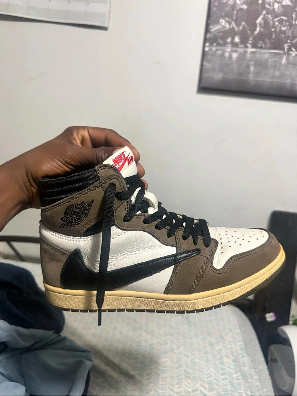 Nike Air Jordan 1 High Top Sneakers in Brown & White Like New